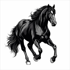 Obraz na płótnie Canvas vector Beautiful black horse running on white background