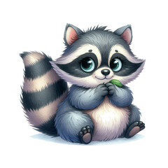 Fototapeta premium cute raccoon. watercolor illustration of a raccoon. animals.raccoon