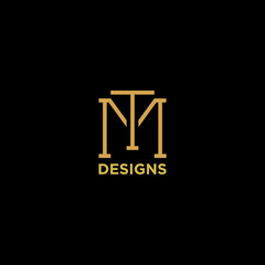 letter mt or tm luxury monogram logo design - obrazy, fototapety, plakaty