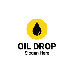 Black Oil Drop Logo Vector Illustration Design Template, Machine Gear Drop. Petrol Vector Template For Industry Diesel Company Logo.