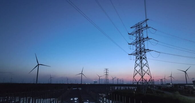 wind power station and pylon