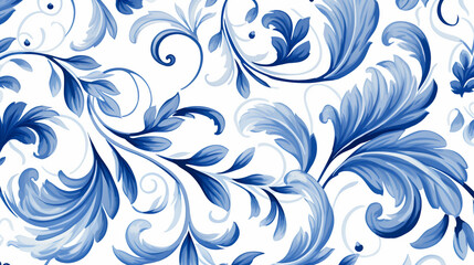 Floral in blue and white. abstract botanical pattern. - obrazy, fototapety, plakaty