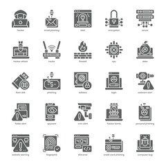 Hacker Attack icon pack for your website design, logo, app, and user interface. Hacker Attack icon glyph design. Vector graphics illustration and editable stroke.