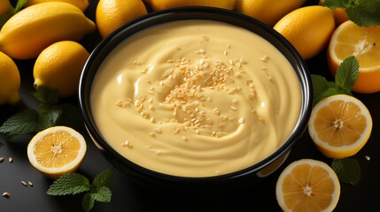 Orange fruit cream smoothie bowl for breakfast - obrazy, fototapety, plakaty