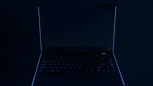 3d animation of a notebook running a Linux rootkit to test security systems