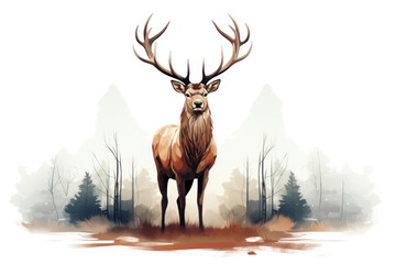 reindeer in the woods painting