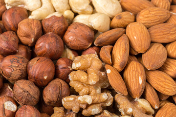 Set of nuts in basket