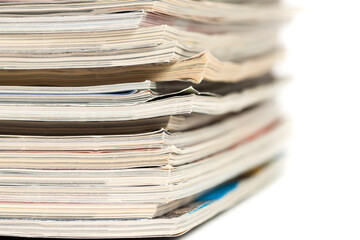 Colorful magazines up close