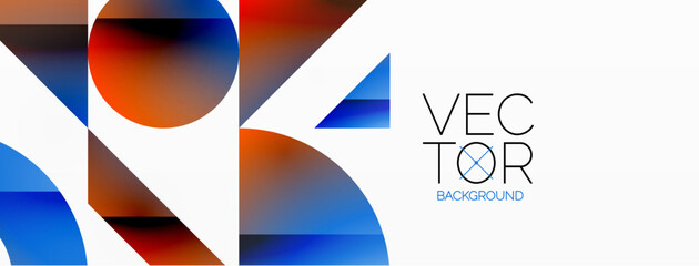 Obraz premium Abstract masterpiece formed by delicate interplay of circles, squares, and triangles. Geometric elements converge in harmonious chaos, evoking sense of modern creativity. Symphony of shapes