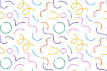 Wavy and swirled brush strokes paint vector seamless pattern. Hand drawn curved lines with grunge effect. Chaotic ink brush scribbles textured decor. Messy doodles, bold curvy