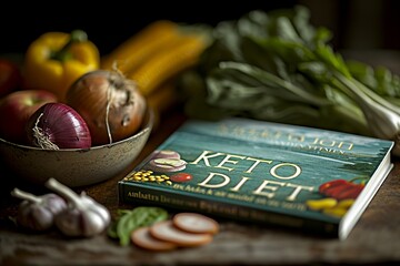 Healthy eating  a comprehensive guide to the keto diet with a variety of fresh vegetables on a table - obrazy, fototapety, plakaty