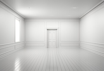 Empty white room with clean walls and bright lighting, construction image