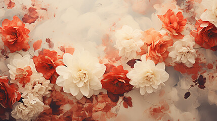 Obraz na płótnie Canvas abstract multicolor blooming flowers motif arrangement with medium tone
