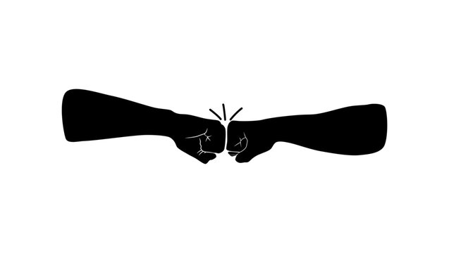 Fist bump, black isolated silhouette
