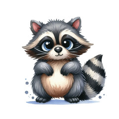 Fototapeta na wymiar cute raccoon. watercolor illustration of a raccoon. animals.raccoon