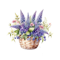 Watercolor Flower Basket