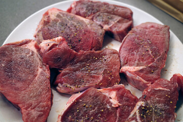 Raw beef steak