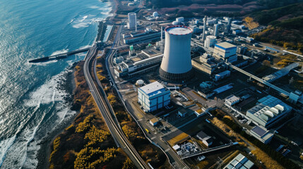 High angle view of nuclear power plant