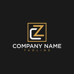 letter cz or zc luxury initial square logo design inspiration - obrazy, fototapety, plakaty