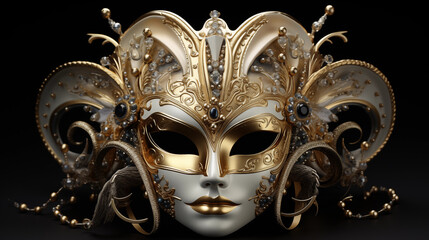 venetian carnival mask white background, Ai generated image.