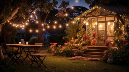 beautiful house decorated with lights