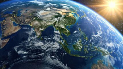 Asia Full Earth View from Space