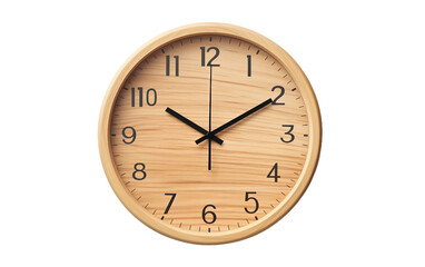 8k Realistic Wooden Clock On Transparent Background.