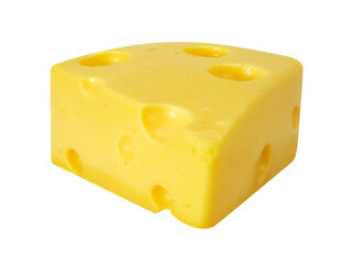 Piece of cheese isolated on white background. Cheese triangle.