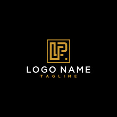 letter lp or pl luxury abstract initial square logo design inspiration