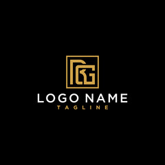 Fototapeta na wymiar letter rg or gr luxury abstract initial square logo design inspiration