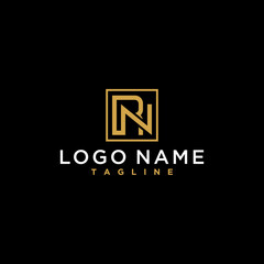 letter rn or nr luxury abstract initial square logo design inspiration