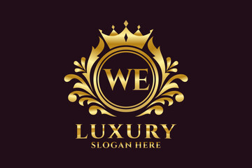 Initial WE Letter Royal Luxury Logo template in vector art for luxurious branding projects and other vector illustration.