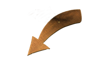 Curved Wooden Arrow with transparent background
