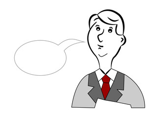 A man thinking about something and a speech bubble, Vector Line Art Design