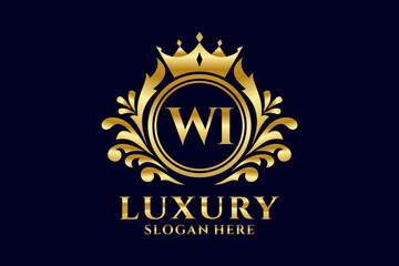 Initial WI Letter Royal Luxury Logo template in vector art for luxurious branding projects and other vector illustration. - obrazy, fototapety, plakaty