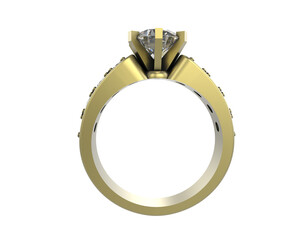 Obraz premium Engagement ring isolated on background. 3d rendering - illustration