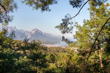 Fototapeta premium view from the top of the mountain in kemer antalya, turkey