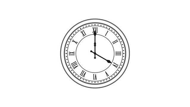 animated clock counting down 24 Hour Day Fast Speed. the video containing 2 clips. clock with latin numeral and number numeral. transparent (RGB + Alpha) background.