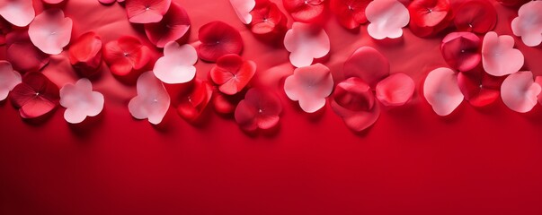 Pop, vibrant, Valentine's day background, love, with hearts and rose petals, empty copy space Generative AI