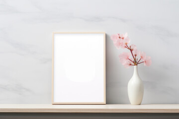 Poster mockup in modern living room interior. Frame mock up, blank artwork