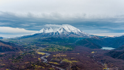 Mount St Helens at dusk in December