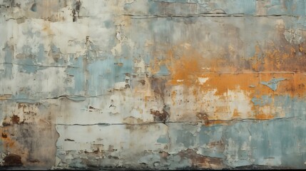A rusted wall with yellow and blue paint