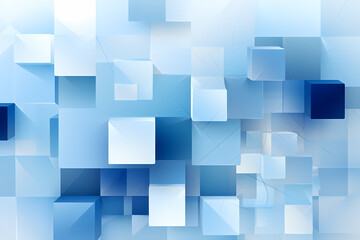 Abstract blue squares floating over gradient background