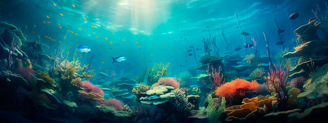 underwater sea world. Selective focus.