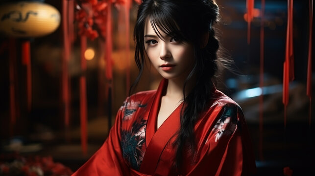 Woman Unidentified female dresses Kimono for her wedding ceremony