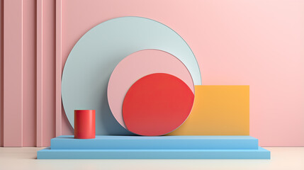 abstract geometric shape pastel color scene minimal, design for cosmetic or product display podium