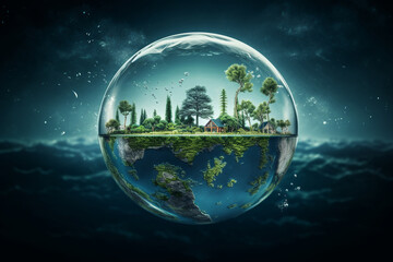 World day for water earth drop, Planet earth in the water frame. Nature Environment Green Water Earth, Environment save and ecology theme concept.