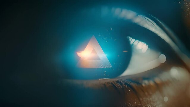 A close up of a person's eye with a triangle on it. Generative ai