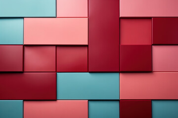 Abstract blue, pink cube stacking wall art for cube wallpaper background.