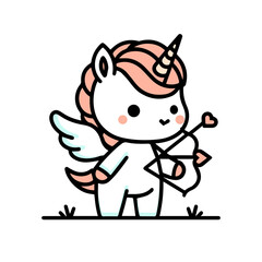 Minimal Animal cartoon cupid for valentine Element for decoration clipart of unicorn